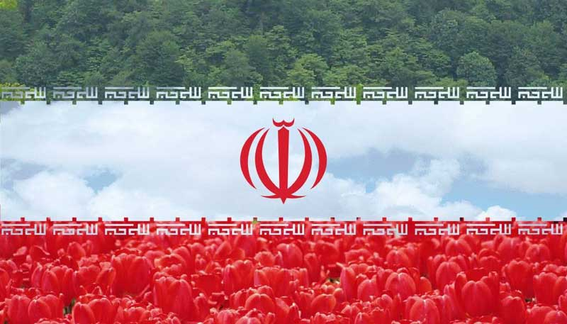 پرچم ایران با طرح گل